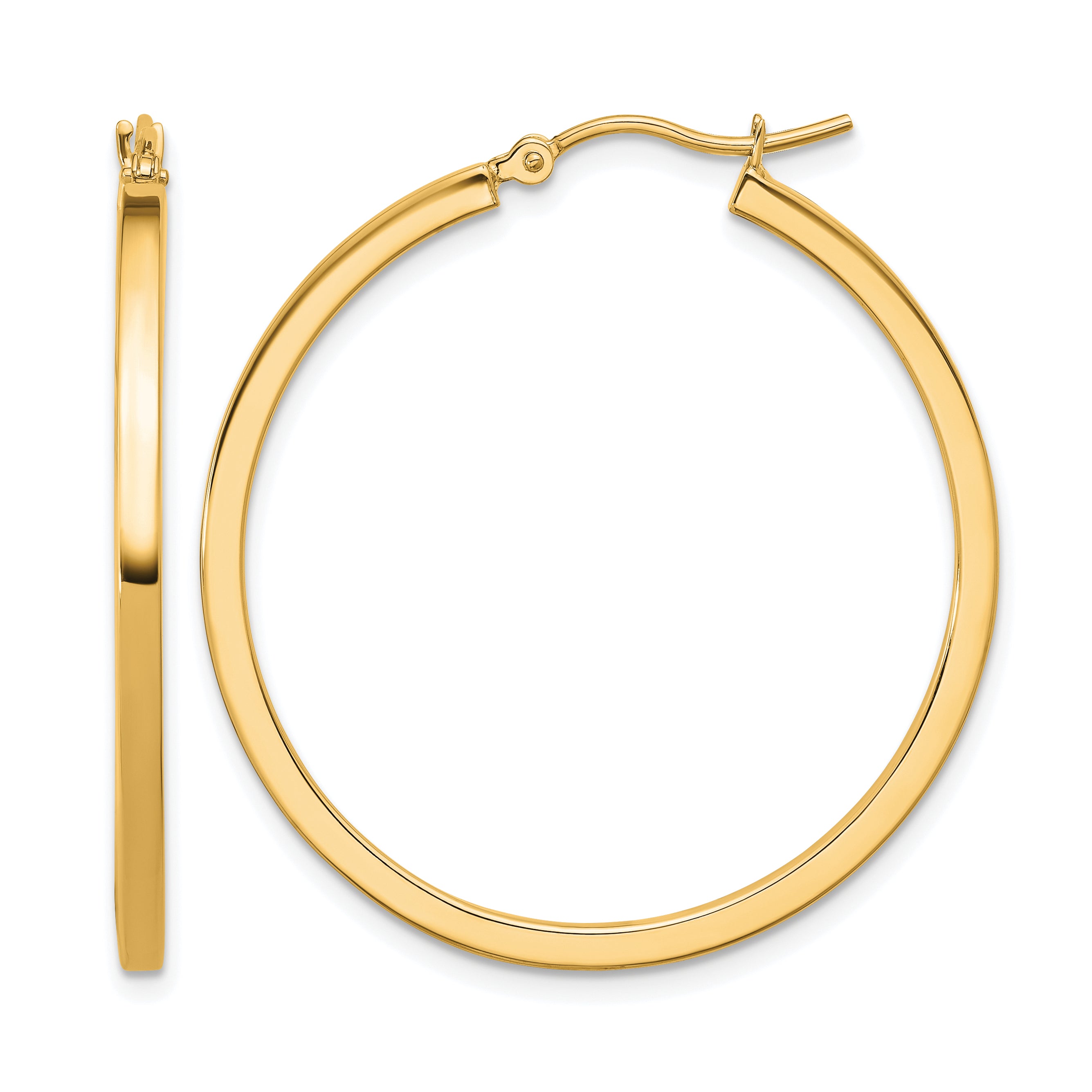 10k 2mm Square Tube Hoop Earrings