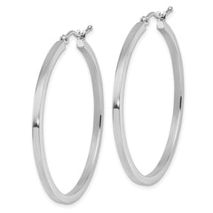 10k White Gold 2mm Square Tube Hoop Earrings