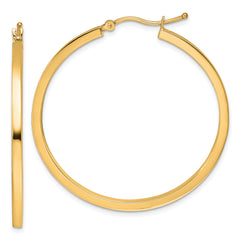 10k 2mm Square Tube Hoop Earrings