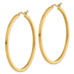 10k 2mm Square Tube Hoop Earrings