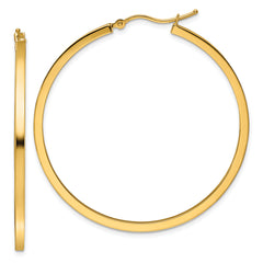 10k 2mm Square Tube Hoop Earrings