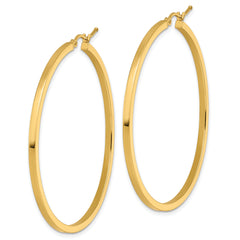 10k 2mm Square Tube Hoop Earrings