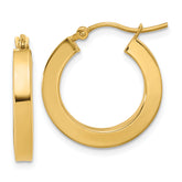 10k 3mm Polished Square Hoop Earrings