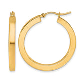 10k 3mm Polished Square Hoop Earrings
