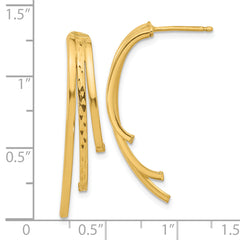 10K Polished and D/C 3-Row Drop Post Earrings