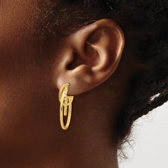 10K Polished and Twisted Oval J-Hoop Post Earrings