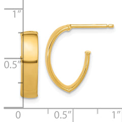10K Polished J-Hoop Post Earrings