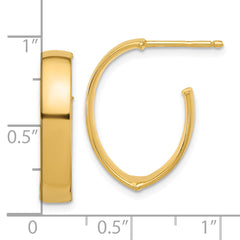 10K Polished J-Hoop Post Earrings