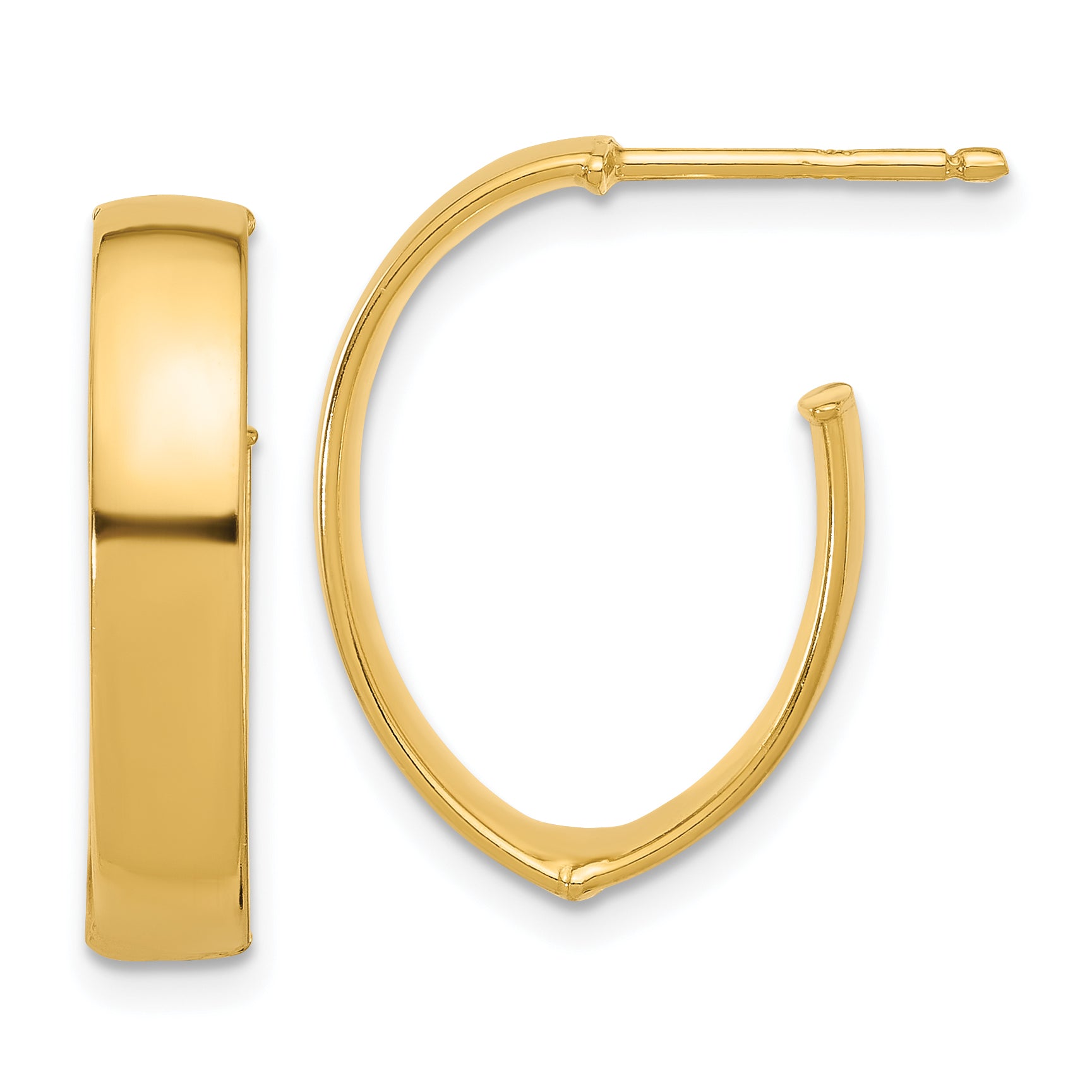 10K Polished J-Hoop Post Earrings