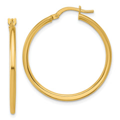 10K Polished Round Hoop Earrings
