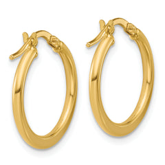 10K Polished Round Hoop Earrings