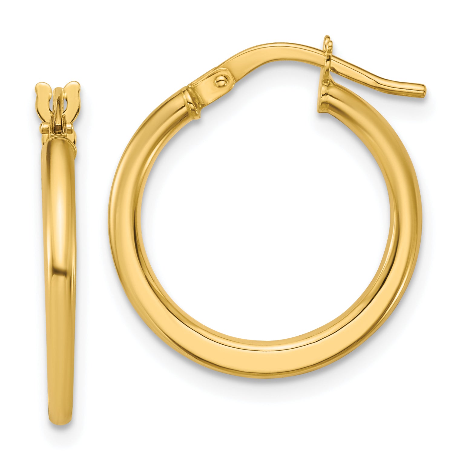 10K Polished Round Hoop Earrings