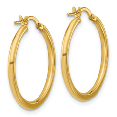 10K Polished Round Hoop Earrings