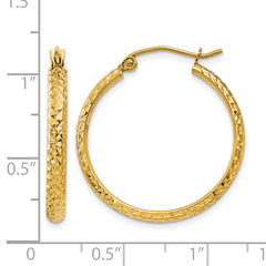 10k D/C 2.8x25mm Hollow Hoop Earrings