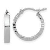 10k White Gold Small 3mm D/C Edge Polished Hoop Earrings