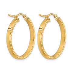 10k D/C Edge Medium 3mm Polished Hoop Earrings