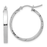 10k White Gold D/C Edge Medium 3mm Polish Hoop Earrings