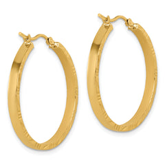 10k D/C Edge Large 3mm Polished Hoop Earrings