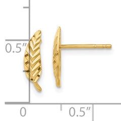 10K Polished and Diamond-cut Leaf Post Earrings