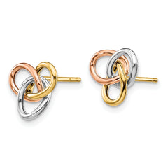 10K Tri-color Polished Rings Post Earrings