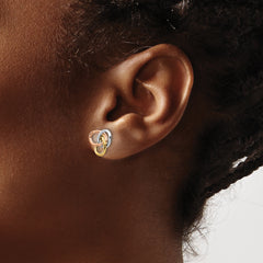 10K Tri-color Polished Rings Post Earrings