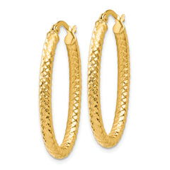 10K ForeverLite Polished and Textured Oval Hoop Earrings