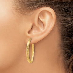10K ForeverLite Polished and Textured Oval Hoop Earrings