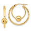 10K Polished Textured w/ 6mm Ball Hoop Earrings