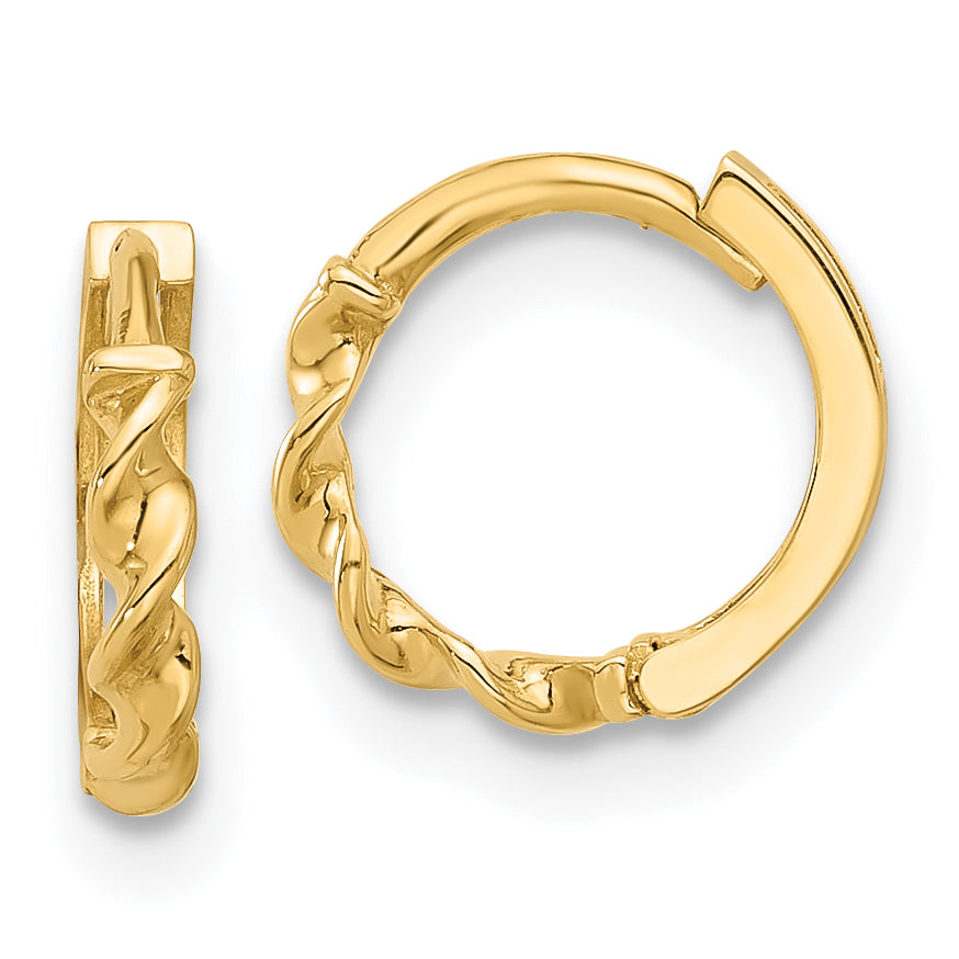 10K Polished Twisted Huggie Hoop Earrings