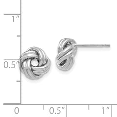 10K w/White Rhodium Polished Love Knot Post Earrings