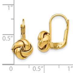 10K Polished Love Knot Leverback Earrings