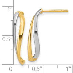 10K w/Rhodium Polished Curve Post Earrings