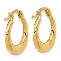 10K Polished Textured Hoop Earrings