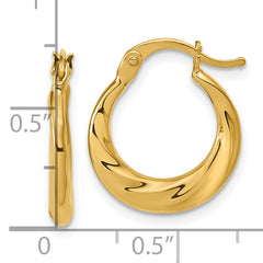 10K Polished Textured Hoop Earrings