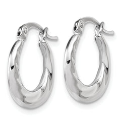 10K White Gold Polished and Grooved Hoop Earrings