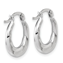 10K White Gold Polished and Grooved Hoop Earrings