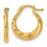 10K Polished Textured Hoop Earrings