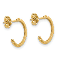 10K Polished and Beaded J-Hoop Post Earrings