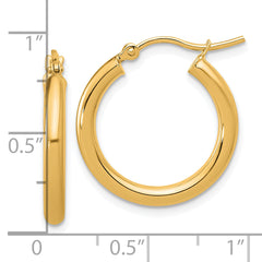 10k Polished 2.5mm Lightweight Tube Hoop Earrings