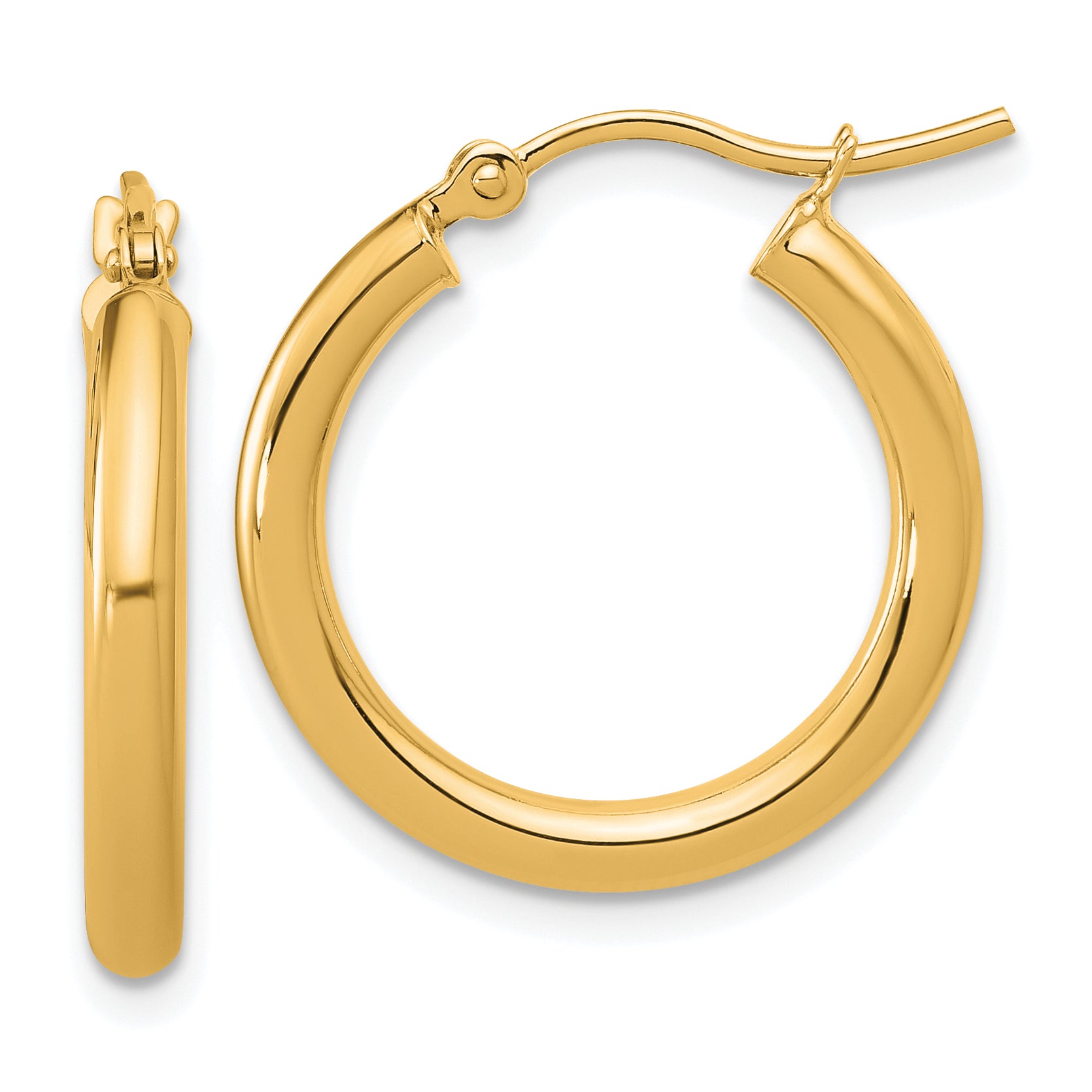 10k Polished 2.5mm Lightweight Tube Hoop Earrings