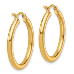 10k Polished 2.5mm Lightweight Tube Hoop Earrings