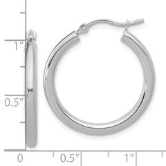 10k White Gold Polished 2.5mm Lightweight Tube Hoop Earrings