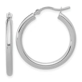 10k White Gold Polished 2.5mm Lightweight Tube Hoop Earrings