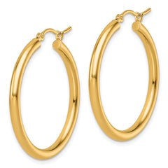 10k Polished 2.5mm Lightweight Tube Hoop Earrings