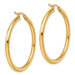 10k Polished 2.5mm Lightweight Tube Hoop Earrings