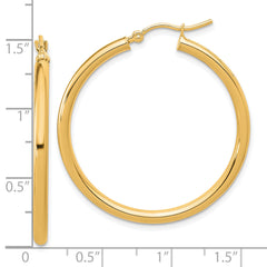 10k Polished 2.5mm Lightweight Tube Hoop Earrings