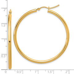 10k Polished 2.5mm Lightweight Tube Hoop Earrings