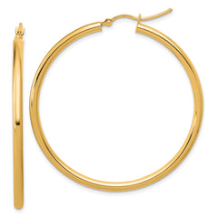 10k Polished 2.5mm Lightweight Tube Hoop Earrings