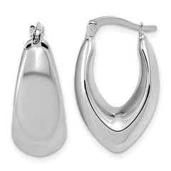 10K White Gold Polished Hoop Earrings