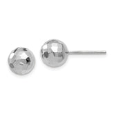 10K White Gold Polished Faceted Post Earrings
